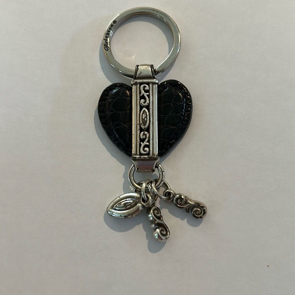 BRIGHTON Leather Heart  Keychain W/Charms